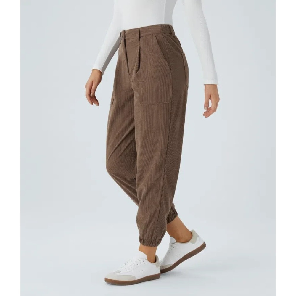 Halara Joggers Womens Medium (30x26) Brown Corduroy Casual Pants Earth - Picture 11 of 12